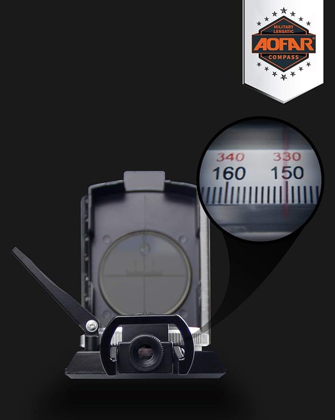 AOFAR AF-4074 Military Compass for Hiking,Lensatic Sighting Waterproof,Durable,Inclinometer for Camping,Boy Scount,Geology Activities Boating