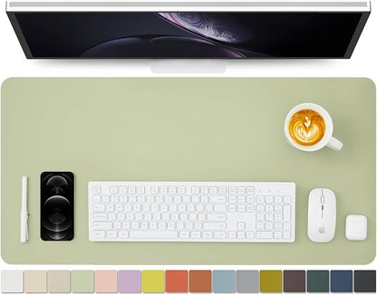 Leather Desk Mat - Non-Slip PU Pad for Office and Home - Organization Accessory - Ideal for Large Mouse Pads (Light Green, 31.5" x 15.7")