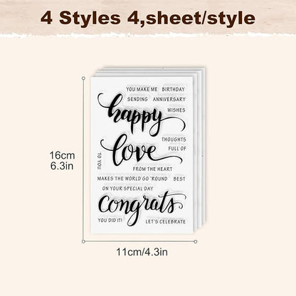 UCEC 4 Sheets Words Clear Stamps in Classic for Card Making Silicone Stamp with Scripture Greeting Words Pattern for Valentines Holiday Birthday Card and Scrapbooking Journal, Christmas Stamps