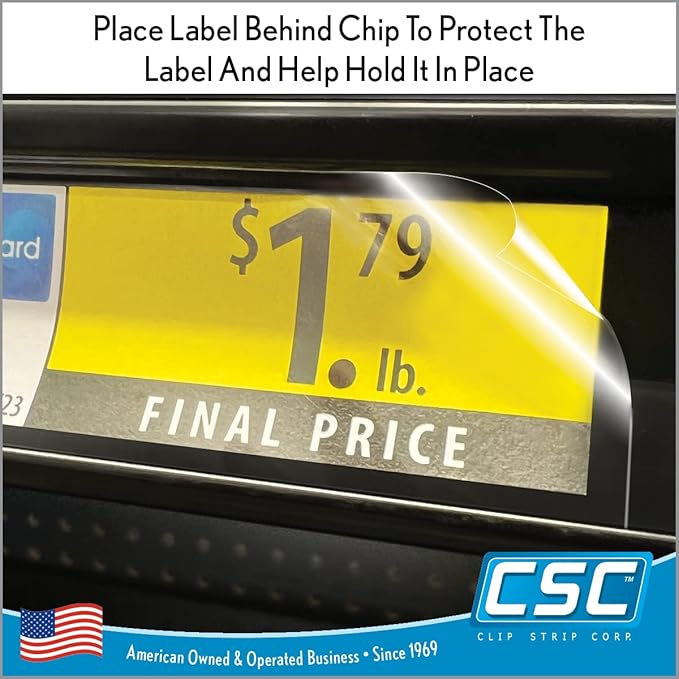 Clip Strip Corp. Price/Data Channel Label Holder Chips, Clear Plastic Tags, 3.5" L x 1.25" H, 7.5 Mil Thick, Gondola Shelf Edge, Reusable, Made for Point of Purchase Shelf Molding (5000)