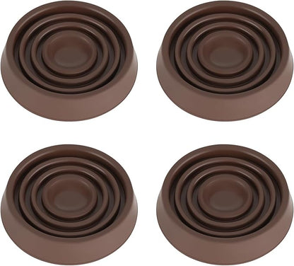 Furniture Coasters, 1.5X1.5 Rubber Caster Cups Non Slip Furniture Pads Non Skid Furnitures Grippers Anti Slide Floor Protector for Bed Couch Table Chair Stoppers - 4 Pack, Brown