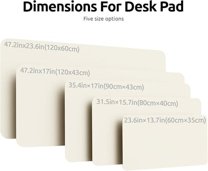 YSAGi Leather Desk Protector, Office Mat, Large Mouse Mat, Non-Slip PU Leather Blotter, Laptop Desk Pad, Waterproof Writing Pad for Office and Home (Cream, 47.2" x 23.6")