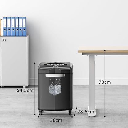 Bonsaii Heavy Duty 18-Sheet Cross-Cut Paper Shredder 60-Minute Runtime 6-Gallon Basket with Casters for Office Use Shreds Credit Cards and Staples