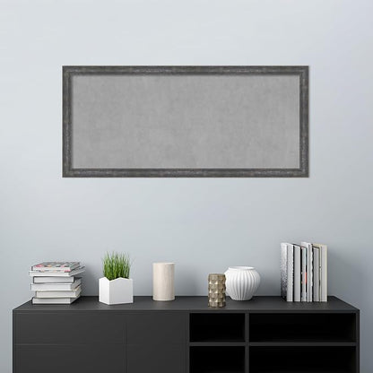Amanti Art Grey Framed Magnetic Board 23x51 Oversize Vision Board for use with Magnets, 100% Metal Sheet to Display Items as Office Decor or for Home Organization in mudroom, Kitchen or Kids Room