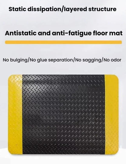 20mm Thick Anti-Fatigue Floor Mat, Cushioned Standing Pad for Workshop & Labs, Static-Safe, Beveled Edges, Durable Black Mats, 60x90 cm for Comfort & Safety,Black,60x90 cm