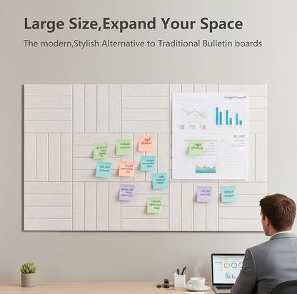 G Gamit Large Felt Wall Tiles Bulletin Board,Large Cork Board Alternative with 30 Pushpins,8-Pack Felt Pin Board with 56 Safe Removable Adhesive Tabs for Home Office School (Oatmeal)
