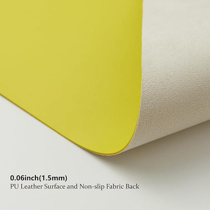 HOMIEAZICOZI Leather Desk Mat - Non-Slip PU Pad for Office and Home Organization Accessories Ideal Large Mouse Mats on Top of Desks (Lemon Yellow,36''x 17'') (DPD-LY-L)