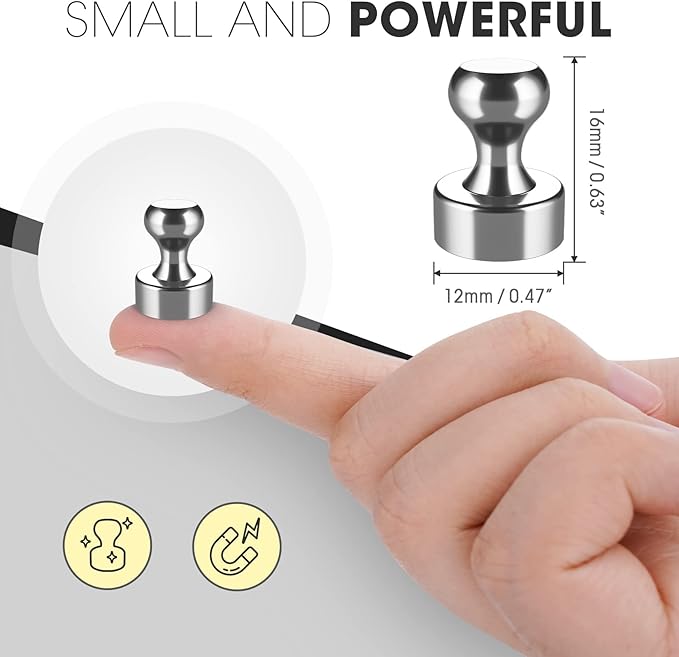 Grtard 24 Pack Magnetic Push Pins, Fridge Magnets for Whiteboard, Whiteboard Magnets Refrigerator Magnets, Small and Strong Push Pin Magnet for Office, School, Locker, and Map Magnet