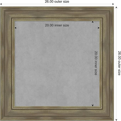 Amanti Art Grey Framed Magnetic Board 26x26 Medium Vision Board for use with Magnets, 100% Metal Sheet to Display Items as Office Decor or for Home Organization in mudroom, Kitchen or Kids Room
