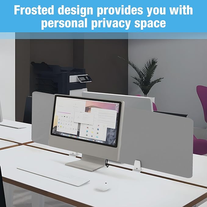 Desk Divider 4 Pcs Desk Privacy Panel 47.2''L x 15.8W'' Office Partitions Grey Acrylic Panel Pack of 4 Desk Divider Partition with Adjustable Universal Base Brand: Yeaborn