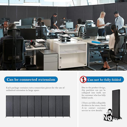 Strongbird Room Partition,Office Divider,Portable Commercial Screen Dividers,Privacy Partition Separator,Classroom School Dividers,6'4"W x 6'7"H,3 Panel,Grey