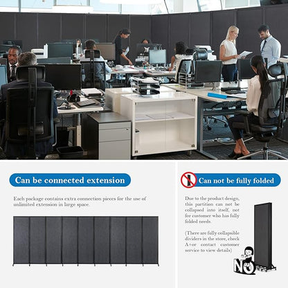 Strongbird Room Partition,Office Divider,Portable Commercial Screen Dividers,Privacy Partition Separator,Classroom School Dividers, 12'7"L* 6'7"H,6 Panel,Grey