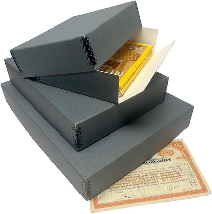 Lineco Museum Archival Storage Box, 11.75x15.25x3 in. Drop Front Design. Acid-Free with Metal Edge. Organize Photos, Pictures, Prints, Documents, Crafts, DIY. Gray, 8 Pack