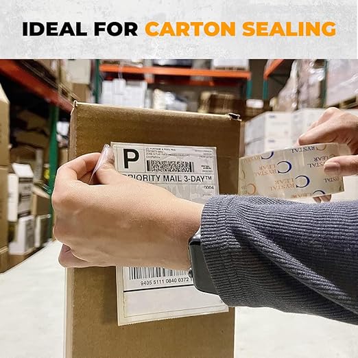 WOD CST22CC Crystal Clear See-Through Packing Tape – 3/8 inch x 110 yds. for Carton Sealing Mailing, Shipping, and Protection, Label Covering, Lamination, and Outdoor Uses.