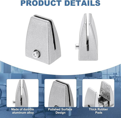 PATIKIL 1.7x1.3x2.4" Desk Divider Support Clamp, 8 Pcs Aluminum Desk Shield Clamp Desk Divider Partition Clamp Sneeze Guard Clamp Bracket for Office Home Desk Panel, Silver