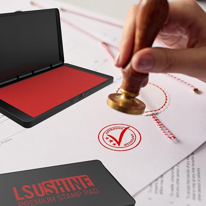 Large Stamp Pad, 6.1 x 3.4 Inch Red Ink Pad Premium Quality Felt Pad Rubber Stamp Ink Pad for Office, Home