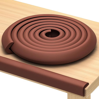 Premium 12ft Edge Protector for Baby, Odorless & Waterproof Edge Protector with 3M Adhesive Tape, Non-Toxic to Baby Proof Corners and Edges, Wall Corner Protector & Desk Edge Cushion Brown