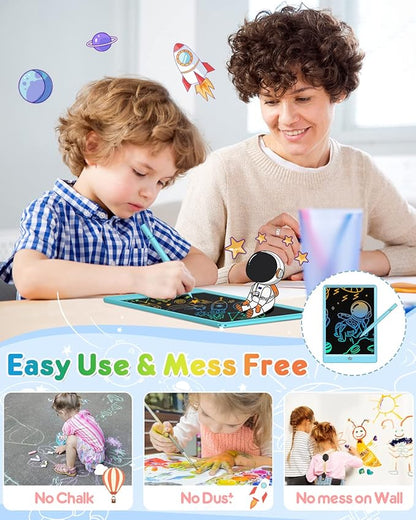 FLUESTON LCD Writing Tablet, Doodle Board Toys Gifts for 3-8 Year Old Girls Boys, 10 Inch Colorful Electronic Board Drawing Pad for Kids, Christmas Gifts for Toddler Educational Learning Travel, Blue