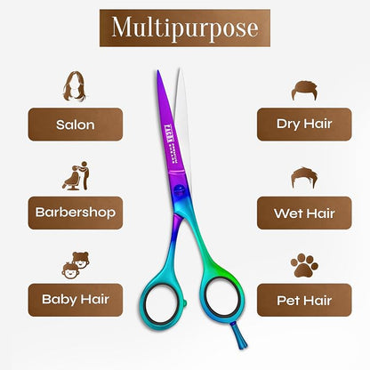 Facón Hair Cutting Scissors - Professional Hair Scissors 6.5 Inch Razor Edge Barber Shears Salon Hair Cutting Shears - Japanese Stainless Steel - Precision Cutting Premium Shears for Men, Women & Kids