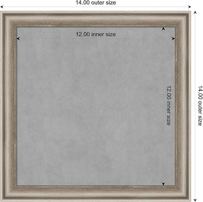 Amanti Art Silver Framed Magnetic Board 14x14 X-Small Vision Board for use with Magnets, 100% Metal Sheet to Display Items as Office Decor or for Home Organization in mudroom, Kitchen or Kids Room