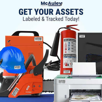 McAuley Labels Custom Asset Tags for Equipment - Numbered, Permanent - Heavy Duty Metalized Polyester, Stronger Adhesive - Barcode Label - 1.5x0.75 Inches
