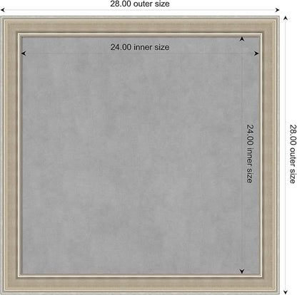 Amanti Art Silver Framed Magnetic Board 28x28 Medium Vision Board for use with Magnets, 100% Metal Sheet to Display Items as Office Decor or for Home Organization in mudroom, Kitchen or Kids Room