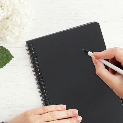 miikoul 100 Packs A5 Spiral Notebooks, Black Ruled Notebooks Bulk, 8.3"×5.5", 60 Sheets/120 Pages, Hardcover Lined Journal Notepad Travel Notebooks for Office and Back to School Supplies