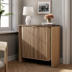 31.5" Fluted Sideboard Buffet Cabinet with Storage, Natural Oak