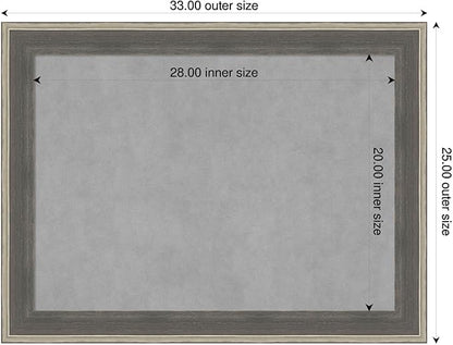 Amanti Art Grey Framed Magnetic Board 25x33 Medium Vision Board for use with Magnets, 100% Metal Sheet to Display Items as Office Decor or for Home Organization in mudroom, Kitchen or Kids Room