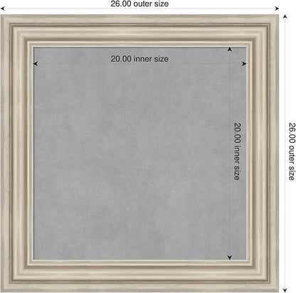 Amanti Art Silver Framed Magnetic Board 26x26 Medium Vision Board for use with Magnets, 100% Metal Sheet to Display Items as Office Decor or for Home Organization in mudroom, Kitchen or Kids Room