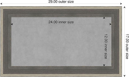 Amanti Art Grey Framed Magnetic Board 17x29 Small Vision Board for use with Magnets, 100% Metal Sheet to Display Items as Office Decor or for Home Organization in mudroom, Kitchen or Kids Room
