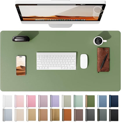 YSAGi Leather Desk Pad Protector, Office Desk Mat, Large Mouse Pad, Non-Slip PU Leather Desk Blotter, Laptop Desk Pad, Waterproof Desk Writing Pad for Office and Home (Bamboo Green, 23.6" x 13.8")