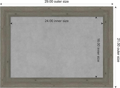 Amanti Art Grey Framed Magnetic Board 21x29 Medium Vision Board for use with Magnets, 100% Metal Sheet to Display Items as Office Decor or for Home Organization in mudroom, Kitchen or Kids Room