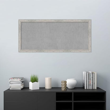 Amanti Art Silver Framed Magnetic Board 23x51 Oversize Vision Board for use with Magnets, 100% Metal Sheet to Display Items as Office Decor or for Home Organization in mudroom, Kitchen or Kids Room