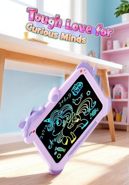 Kikapabi LCD Writing Tablet for Kids, Unicorn Toys Gifts for 3 4 5 6 7 Year Old Girls, Colorful Drawing Doodle Board, Toddler Educational Travel Toys Christmas Birthday Purple