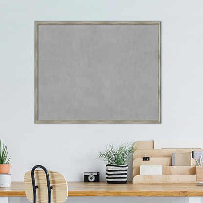 Amanti Art Silver Framed Magnetic Board 34x42 X-Large Vision Board for use with Magnets, 100% Metal Sheet to Display Items as Office Decor or for Home Organization in mudroom, Kitchen or Kids Room
