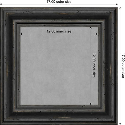 Amanti Art Black Framed Magnetic Board 17x17 X-Small Vision Board for use with Magnets, 100% Metal Sheet to Display Items as Office Decor or for Home Organization in mudroom, Kitchen or Kids Room