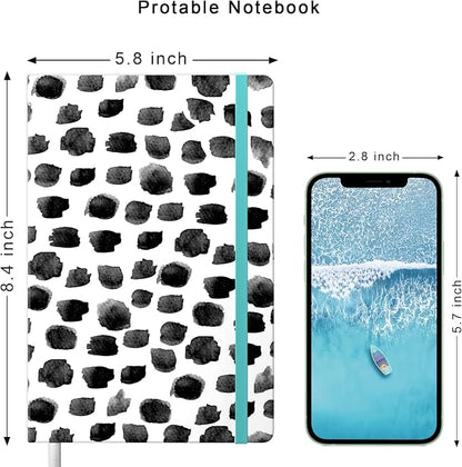 Lined Journal Notebook, Hardcover Journal for Women, Medium 5.7 x 8.4 in, 160 Pages Thick Paper, Cute Aesthetic Floral College Ruled Notebook for Writing Journaling Work School Office, Spots