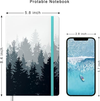 Lined Journal Notebook, Hardcover Journal for Women, Medium 5.7 x 8.4 in, 160 Pages Thick Paper, Cute Aesthetic Floral College Ruled Notebook for Journaling Writing Work Office School, Forest