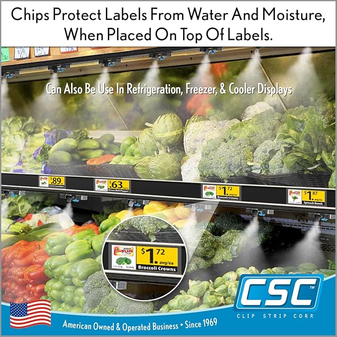Price Data Channel Label Holder Chips, Clear Plastic Tags, 2.5" L x 1.25" H, 10 Mil Thick, Gondola Shelf Edge, Reusable, Made for Point of Purchase Shelf Molding by Clip Strip Corp.