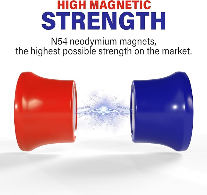 Strong Magnets for Whiteboard, Glassboard and Fridge (Blue, 8 Pack, Small). N54 Neodymium Rare Earth Heavy Duty Magnets for Home and Office Supplies.
