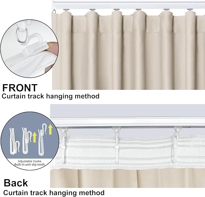 Cbsroro Room Divider Blackout Curtain Track Curtains Wall Dividers Panels Screen for Living Rooms Bedroom Office Privacy Partition Separation, W120 × L120 Inch,1 Panel, Beige