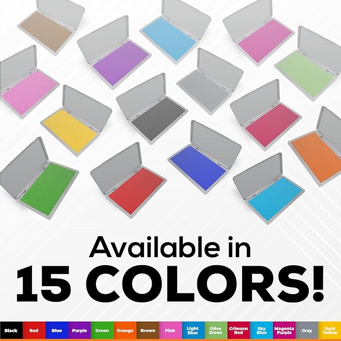 Metal Case Stamp Pad Large Size, Light Blue Color - Size: 3" x 6" - Choose from 15 Ink Colors