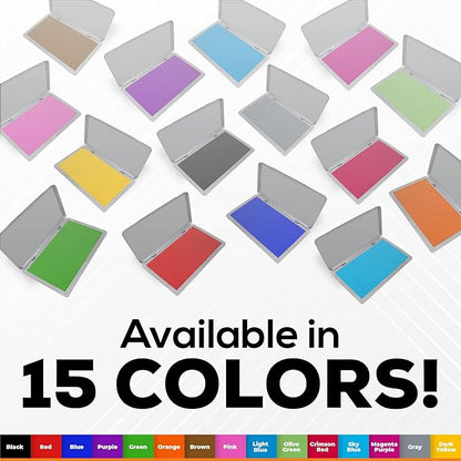 2 Pack Metal Case Stamp Pad Large Size, Red Color - Size: 3" x 6" - Choose from 15 Ink Colors