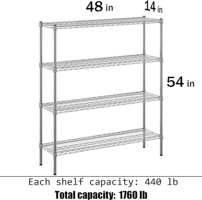 Regal Altair 14" Deep x 48" Wide x 54" Height Wire Shelving Kit | 4-Tier | NSF Commercial Storage Rack Unit