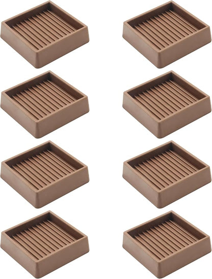 VOCOMO 2X2 Rubber Caster Cups, Non Slip Furniture Pads, Anti-Slip Gripper, Anti Skid Furniture Feet, Anti Slide Floor Protector for Bed Couch Table Chair Stoppers - 8 Pack, Brown