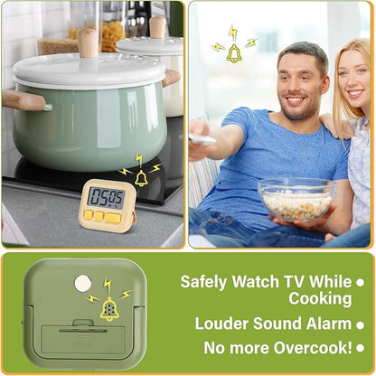 Weewooday 24 Pcs Digital Kitchen Timer Magnetic Timer Bulk On/Off Switch Minute Second Count up Countdown Loud Alarm for Exercise Cook Baking (Candy Green,Eggshell Yellow)