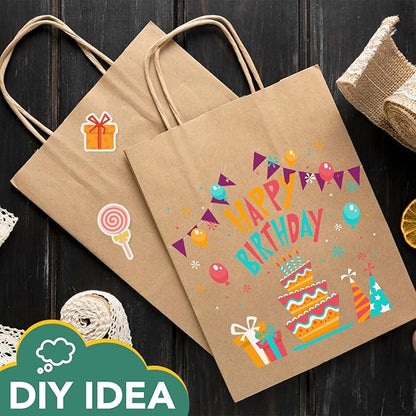 XPCARE 200Pack Paper Bags 8x4.5x10 Inch, Plain Medium Paper Bags with Handles Bulk, Kraft Paper Gift Bag, Retail, Party, Shopping, Favor Bag (Brown)
