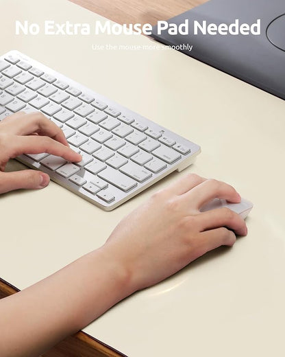 YSAGi Leather Desk Pad Protector, Office Desk Mat, Large Mouse Pad, Non-Slip PU Leather Desk Blotter, Laptop Desk Pad, Waterproof Desk Writing Pad for Office and Home (Cream, 23.6" x 13.8")
