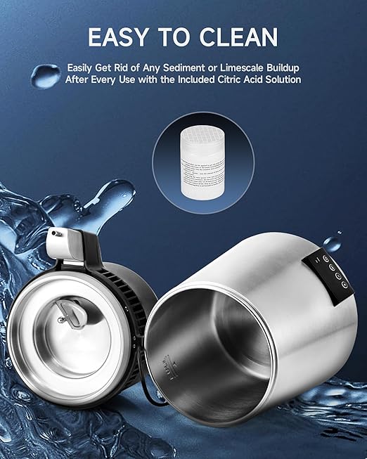 CO-Z 1.1 Gallon Water Distiller, 4L Countertop Distilled Water Machine with Timer Reservation and Glass Pot, 750W 304 Stainless Steel Distilled Water Maker for Home Office Drinking Water Purification